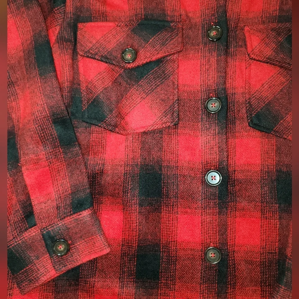 Time and Tru Red and Black Plaid Shacket - Picture 8 of 11